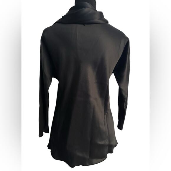 The Row Ydara Satin Blouse size US 2 Glossy Black Wrapped Neckline - Picture 8 of 14